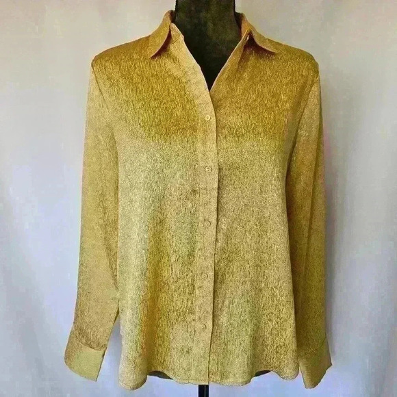 ✨Like New✨ BB Dakota/Steve Madden Button Down Shirt, Gold, Size S - Picture 1 of 8